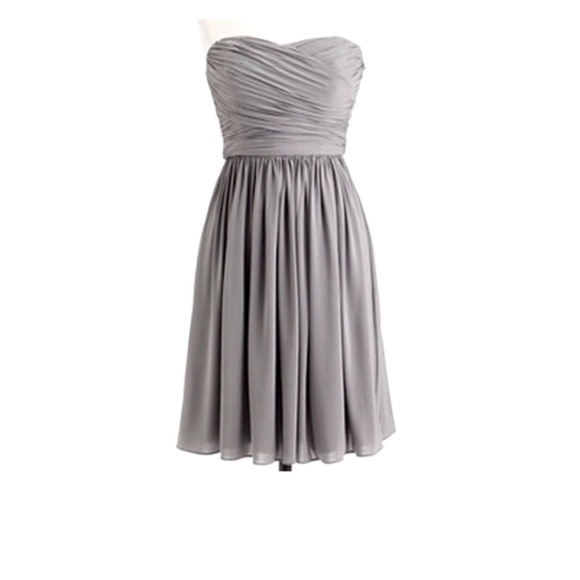 J Crew~ Graphite Arabella Strapless Silk Chiffon Dress~ Prom ~ Bridesmaid size 2 - Picture 4 of 12